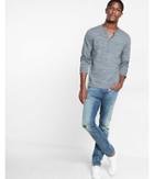 Express Marled Chambray Contrast Henley