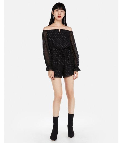 Express Womens Off The Shoulder Sweetheart Neck Romper