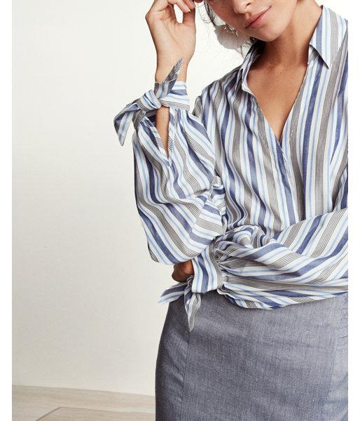 Express Slim Fit Striped Tie Cuff Portofino