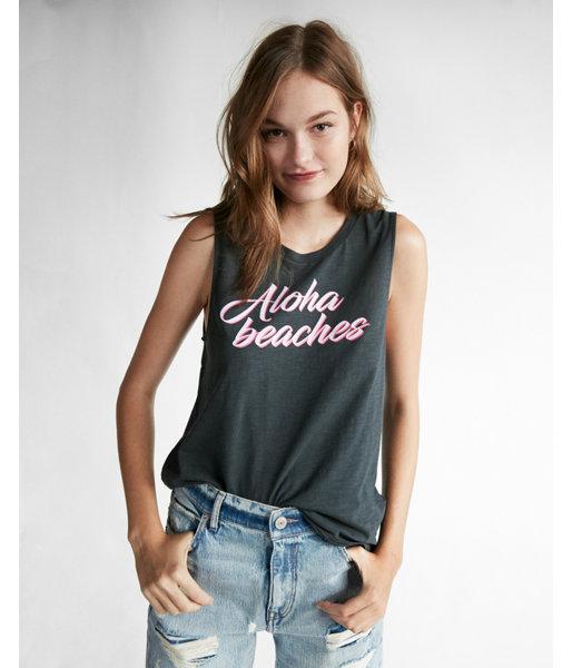 Express Womens Express One Eleven Aloha Beaches Graphic Tank