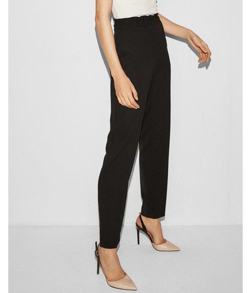 Express Womens Petite Mid Rise Ruffle Waist Pull-on Pant