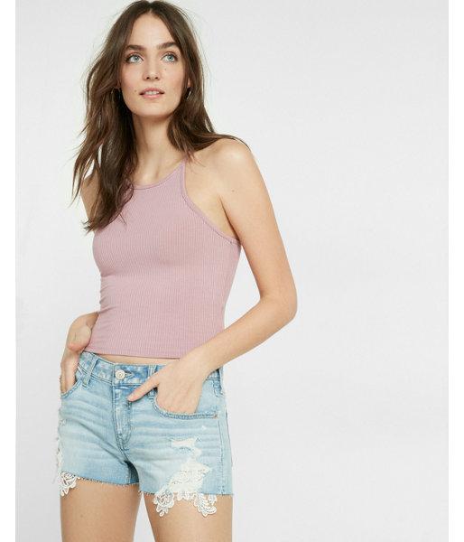Express Womens Low-rise Performance Stretch Lace Cutoff