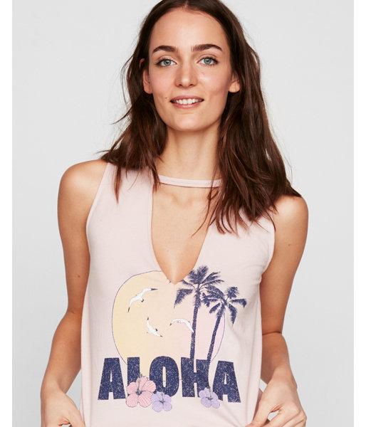 Express Womens Aloha Choker Neck Tank