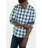 Express Men's Dress Shirts Outlined Check Plaid Button-down Collar
