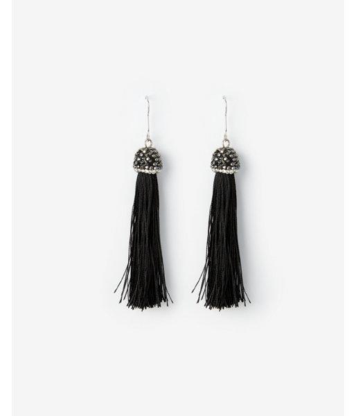 Express Womens Embellished Cap Tassel Drop Earrings