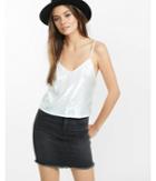 Express Womens All-over Sequin Embellished Abbreviated Cami