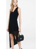 Express Women's Dresses Black V-neck Asymmetrical Hi-lo Hem Dress