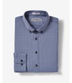 Express Slim Fit Small Check Long Sleeve Dress