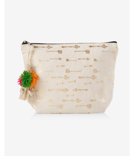 Express Womens Shiraleah Metallic Arrow Print Cosmetic Pouch
