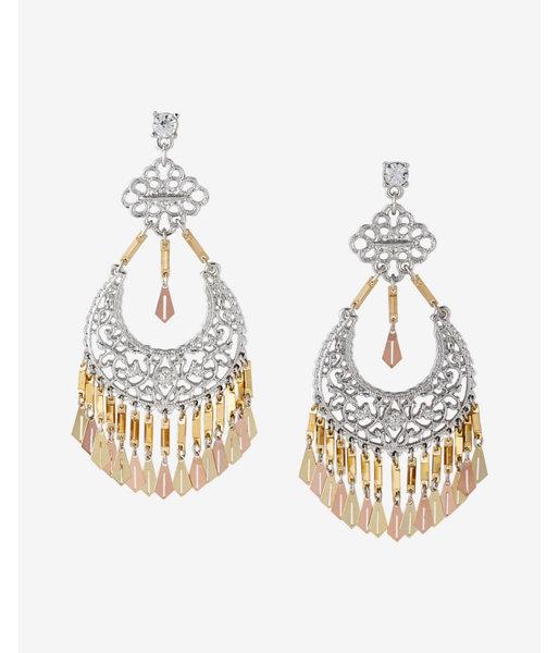 Express Womens Two Tone Filigree Drop Earrings