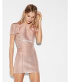 Express Womens Petite Metallic Short Sleeve Mini
