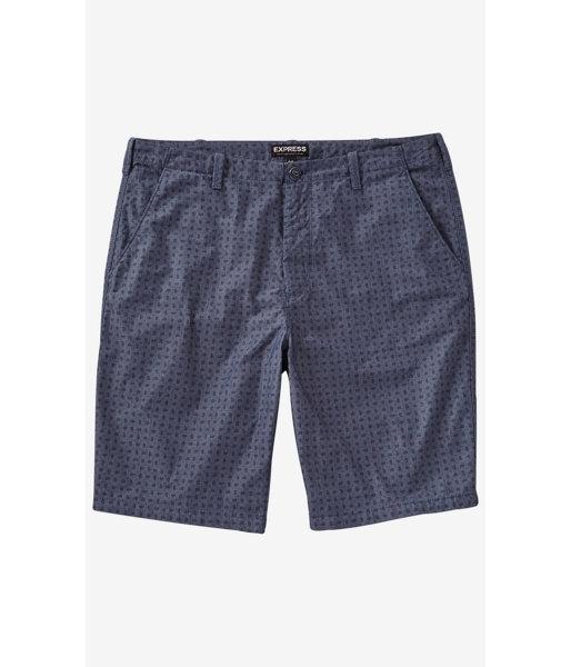Express Men's Shorts 10 Inch Paisley Chambray Flat Front
