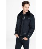 Express Men's Outerwear Faux Suede Sherpa