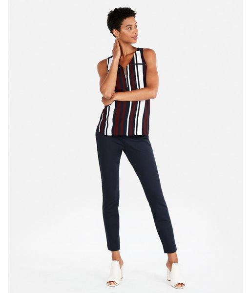Express Womens Petite Striped Zip Hudson Tank