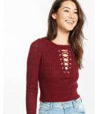 Express Womens Mixed Stitch Lace-up Cropped