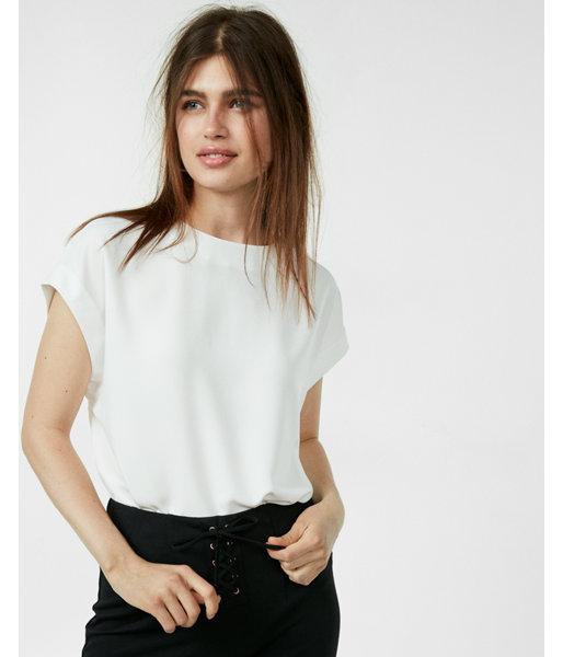 Express Zip Back Crew Neck Blouse