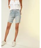 Express Womens High Waisted Distressed Denim Bermuda