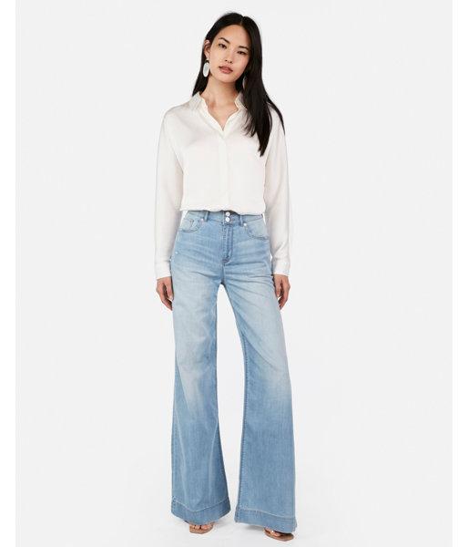 Express Womens Satin Relaxed Dolman Sleeve Button-up