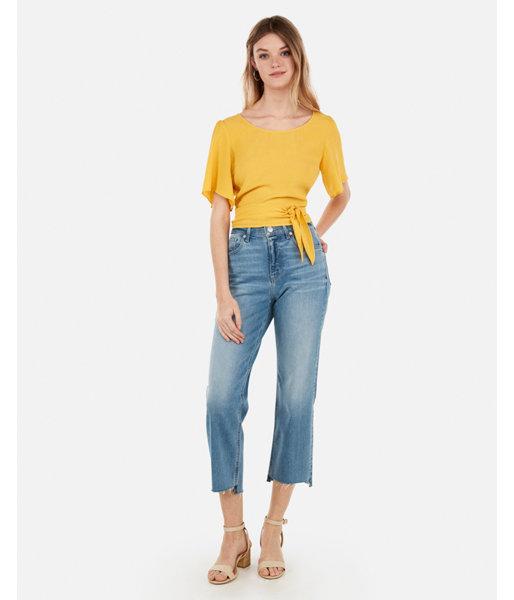 Express Womens Flutter Sleeve Open Tie Back Top