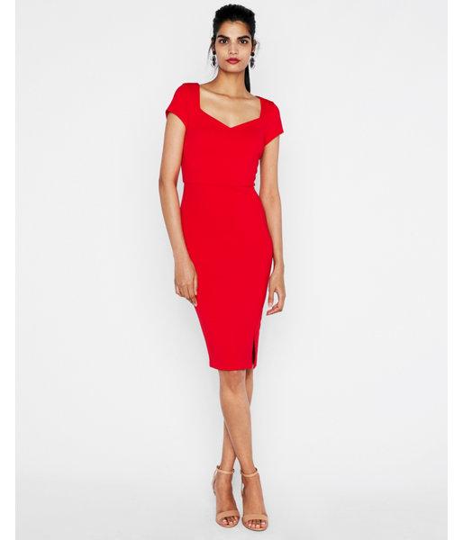 Express Womens Petite Ribbed Puff Shoulder Sweetheart  Dress