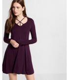 Express Womens Strappy Long Sleeve Trapeze Dress