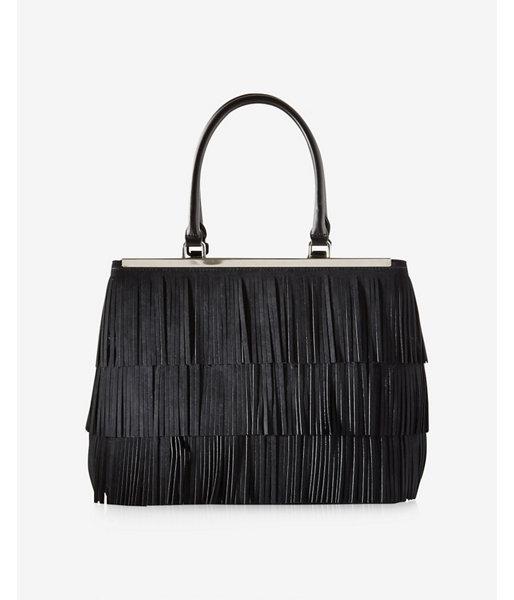 Express Womens Black Layered Fringe Tote