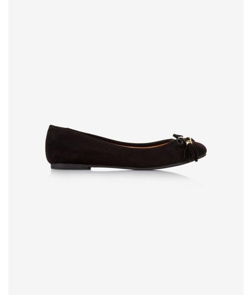 Express Womens Round Toe Faux Suede Bow Top Flat