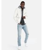 Express Mens (minus) The Leather Hooded Quilted Bomber Jacket