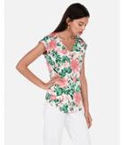 Express Womens Floral Printed V-neck Satin Gramercy Tee