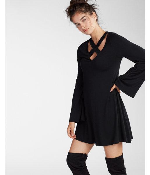 Express Crisscross Strap Front Trapeze Dress