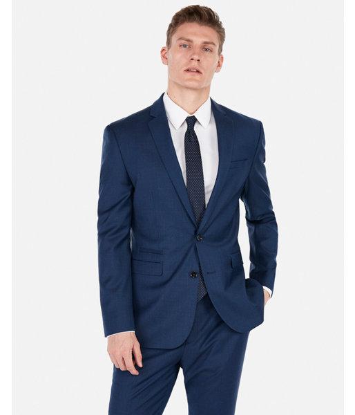 Express Mens Slim Blue Wool-blend Stretch