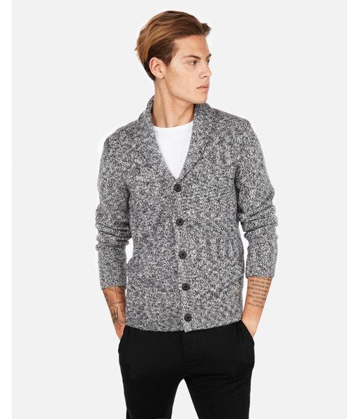 Express Mens Marled Shawl Neck Cardigan