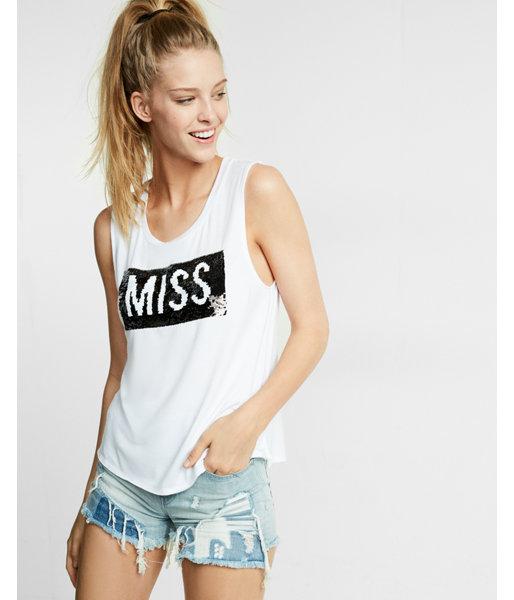 Express Miss Sequin Graphic Tank