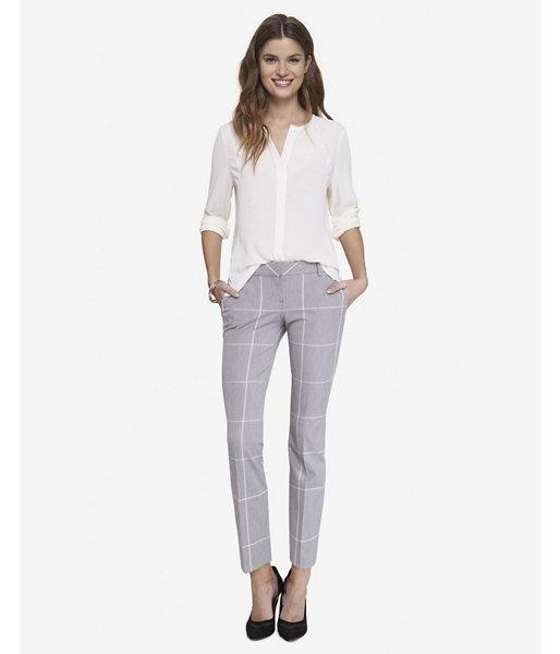 Express Womens Windowpane Plaid Columnist Ankle Pant