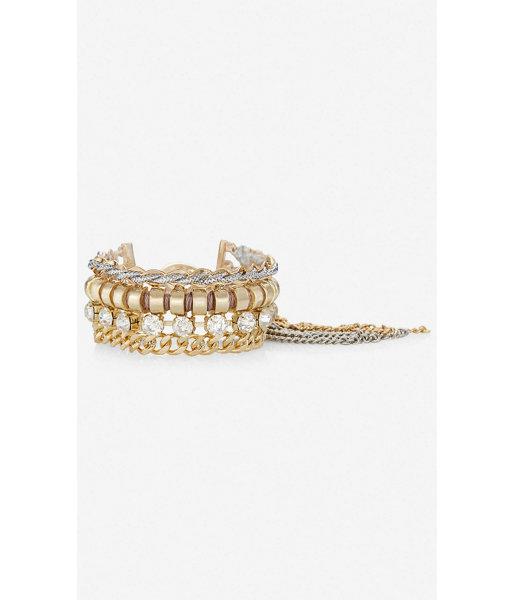 Express Women's Jewelry Thread Wrapped Stone And Chain Fringe Bracelet