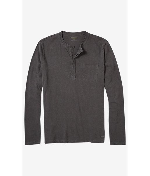 Express Men's Tees Garment Dyed Long Sleeve Henley T-shirt