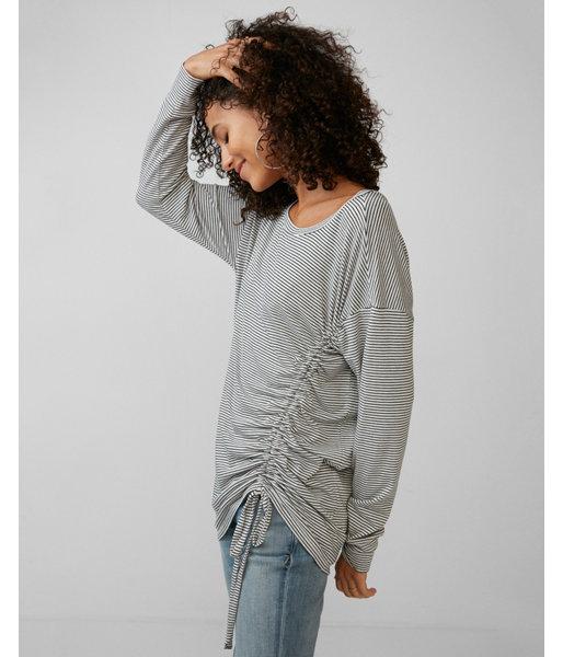 Express Womens Striped Side Ruched Tunic Tee