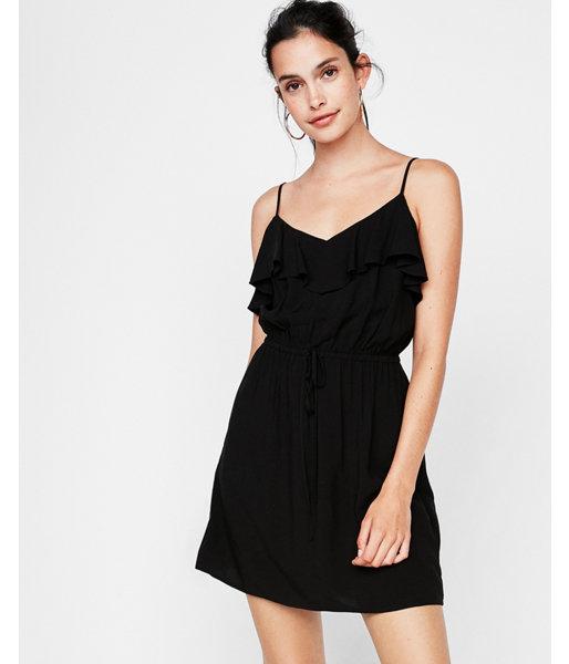 Express Womens Ruffle Front Tie Waist Dress