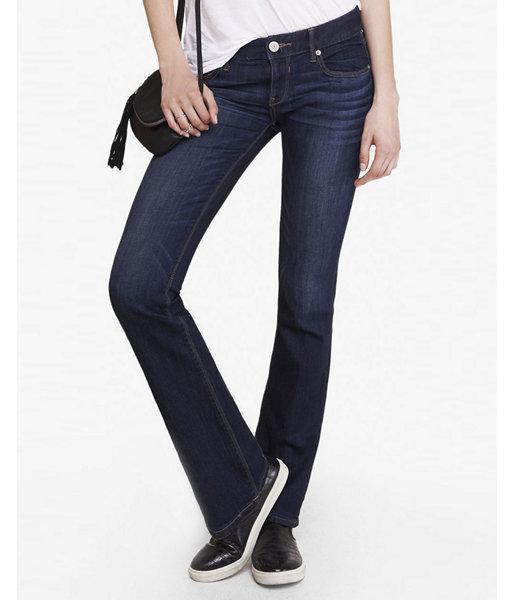 Express Womens Faded Dark Low Rise Bootcut Jeans