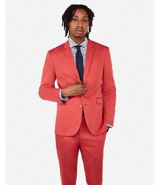 Express Mens Express Mens Extra Slim Nantucket Red Cotton Sateen Performance Stretch