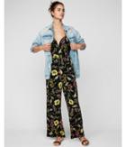 Express Womens Floral Wide Leg V-wire Jumpsuit