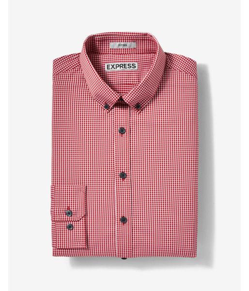 Express Slim Fit Small Check Button Collar Dress
