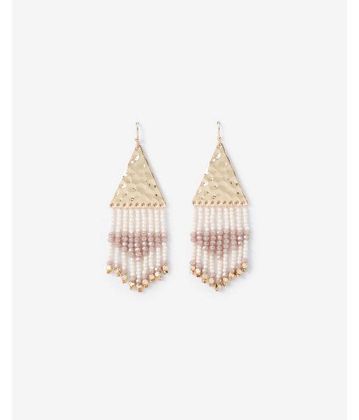 Express Womens Triangle Seed Bead Fringe Drop Earrings