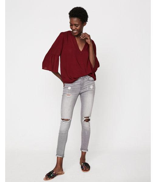 Express Womens Flutter Sleeve Popover Top