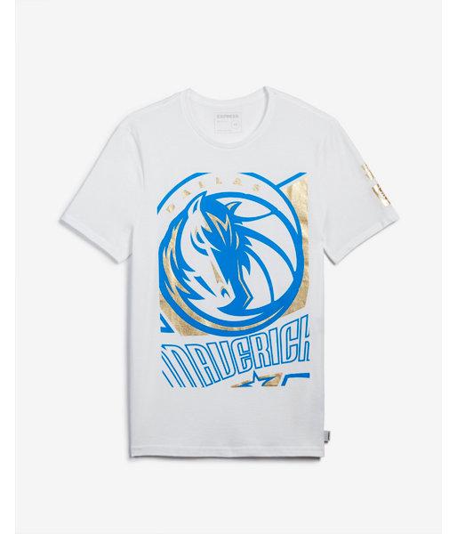 Express Mens Dallas Mavericks Nba Crew Neck Foil Graphic Tee