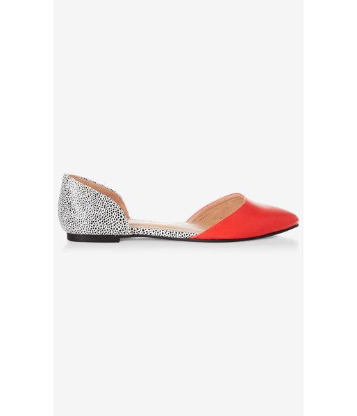 Express Women's Shoes Red And Spotted D'orsay Flat