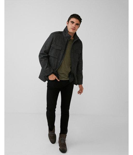 Express Mens Herringbone Removable Vest Peacoat