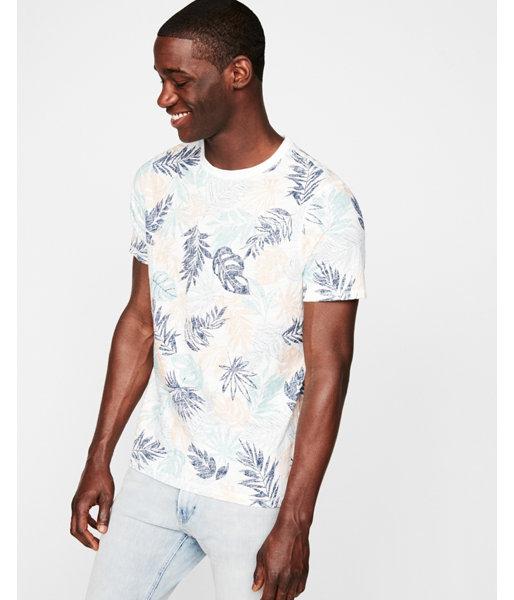 Express Mens Slub Jersey Floral Crew Neck Tee