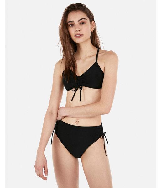 Express Womens High Waisted Ultra High Leg Side Cinch Bikini Bottoms