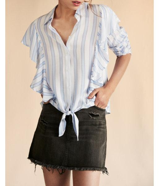 Express Womens Ruffle Tie Front Blouse